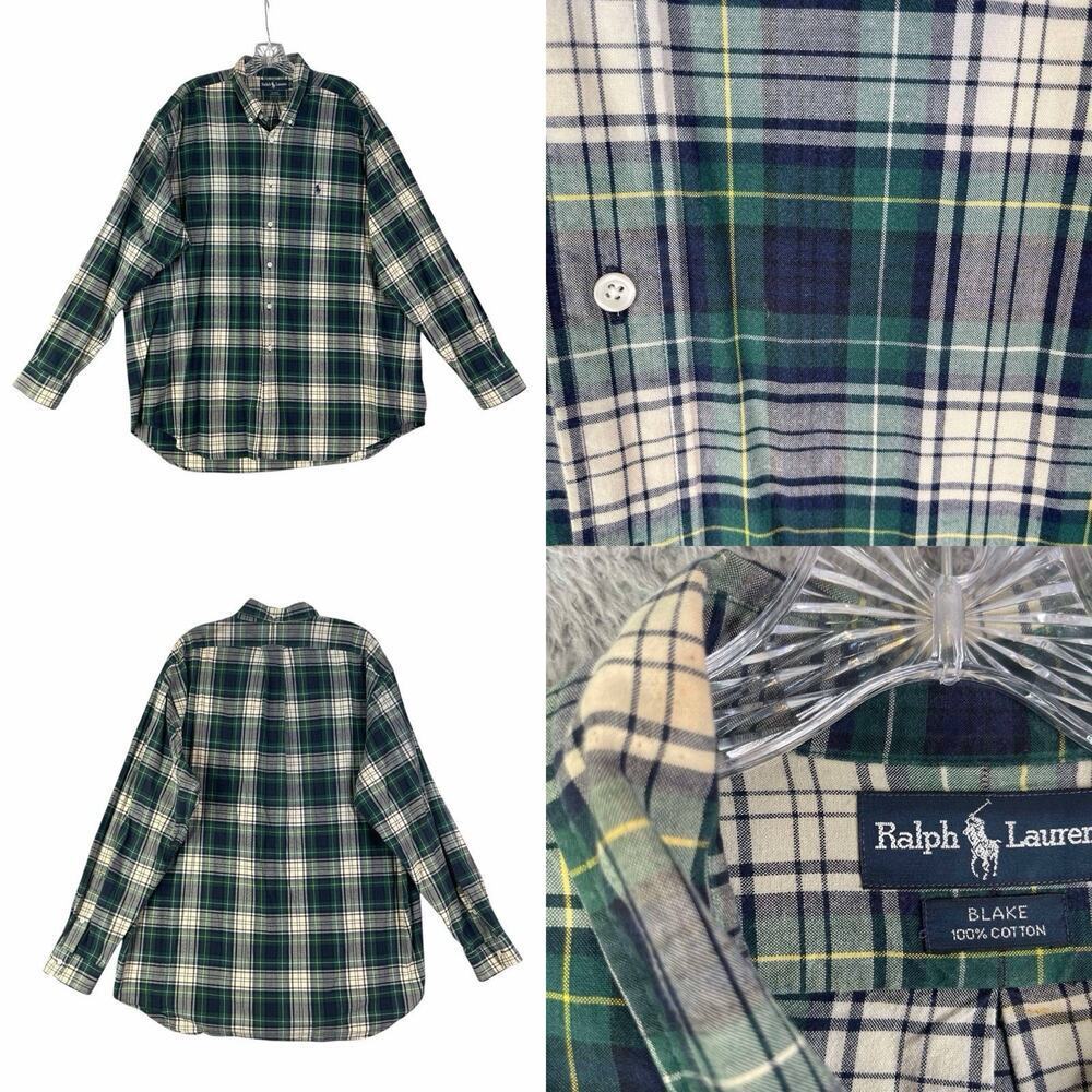 Polo Ralph Lauren Oxford Shirt Men’s Size XL Blake Green Plaid LS Button Down